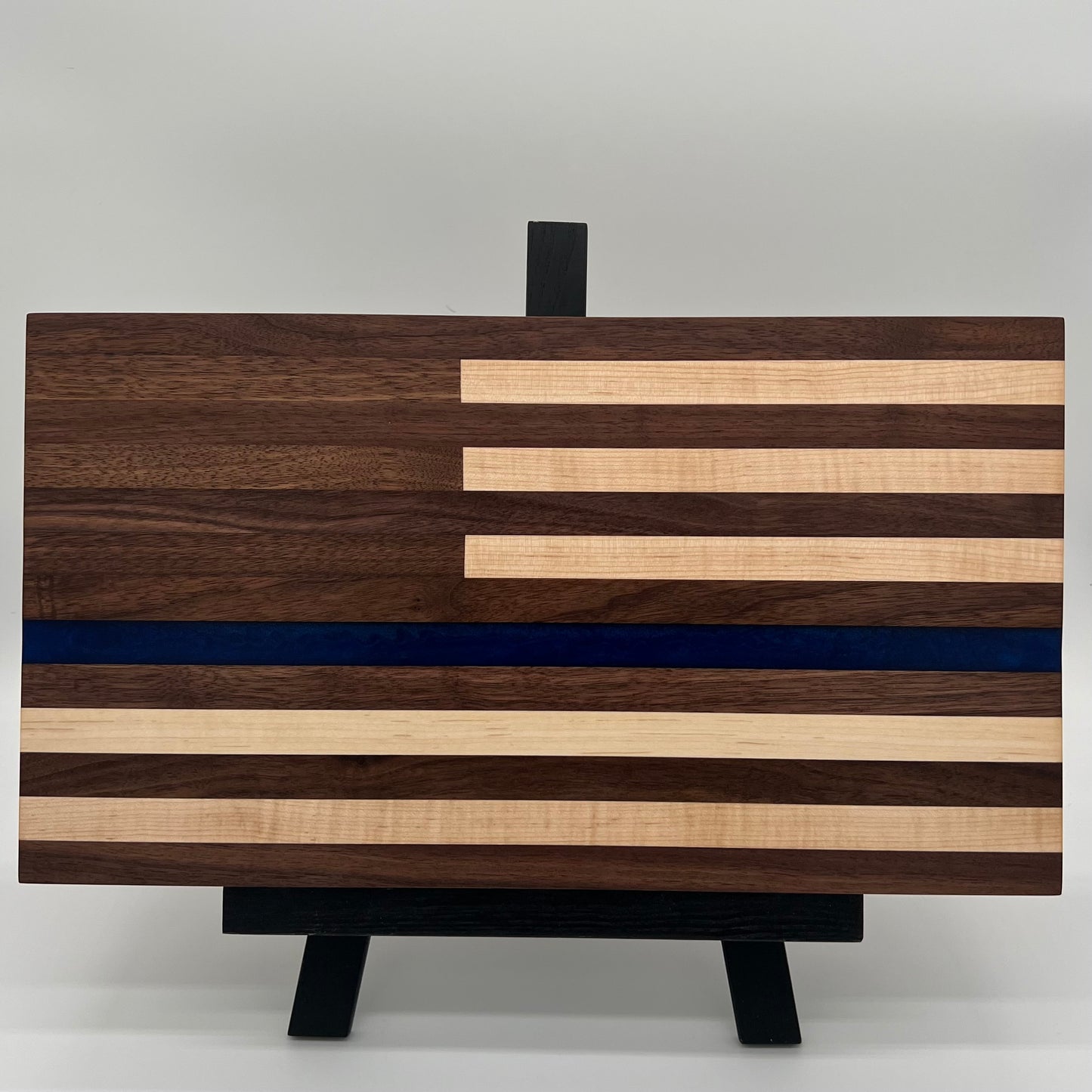 American Flag Butcher Block w/Thin Blue Line