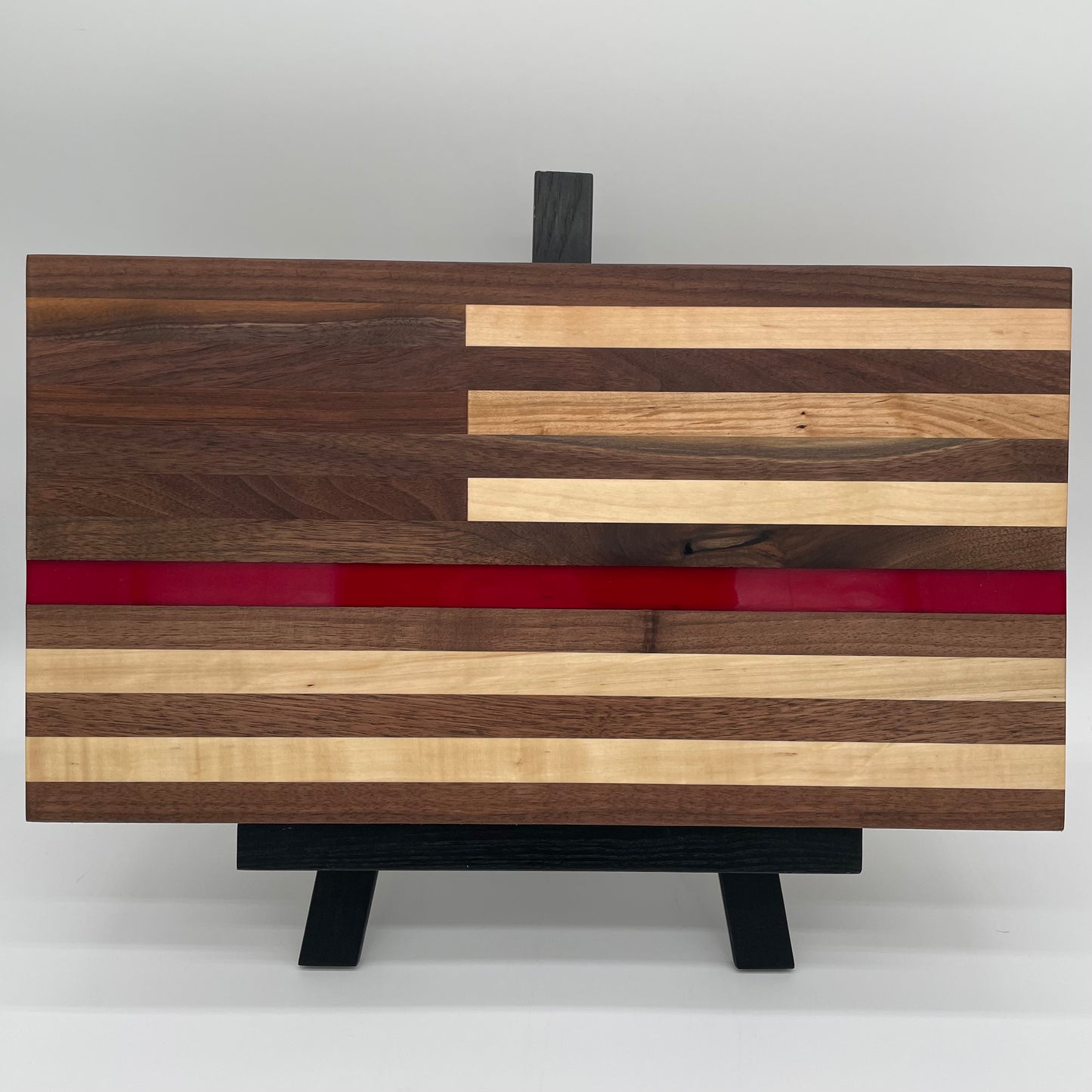 American Flag Butcher Block w/Thin Red Line